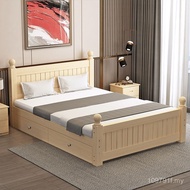 Solid Household Wooden Bed 1.2 Modern 1.5m Bed 1.8m Double Bed Simple Full Rental Room 1m Single Bed