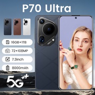P70 Ultra Smartphone 16GB+1TB 7.3inch 8000mAh Cellphone Face Recognition RecorderAndroid Phone