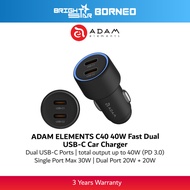 ADAM ELEMENTS C40 40W Fast Dual USB-C Car Charger