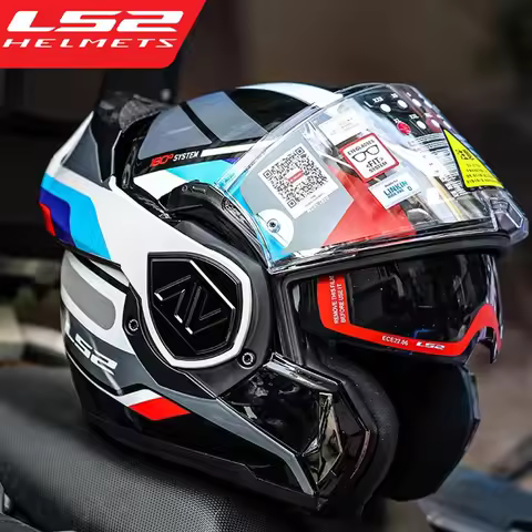 Original LS2 Motorcycle Helmet LS2 FF906 Advant Modular Helmets Men Women Double Visor Motorbike Fli