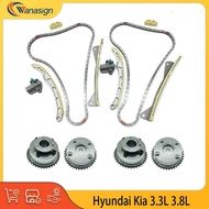 Engine Timing Chain Kit CVVT Gears Fit 3.3 3.8 L V6 GAS G6DJ G6DF G6DH For Hyundai Kia Santa Fe Sore