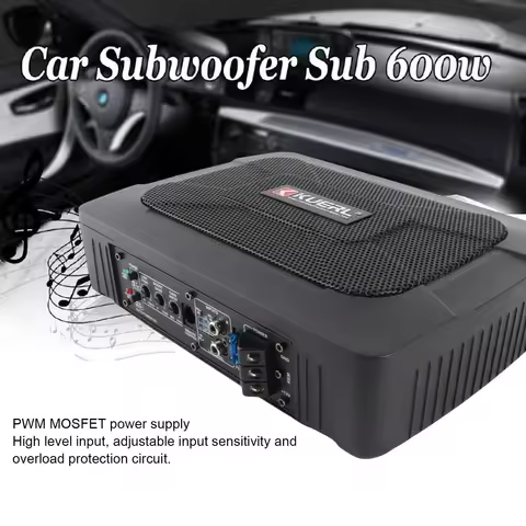 6 X 9in Underseat Powered Subwoofer Built in Amplifier 150W RMS Ultra Thin Slim Active Subwoofer Car