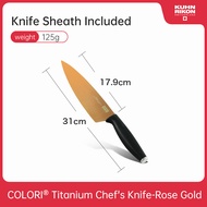 KUHN RIKON Titanium Coating Chefs Knife Stainless Steel Cooking Knives with Safety Sheath Cut Meats Fruits Super Sharp and Lightweight Vegetables Kitchen Knives Swiss Design