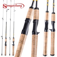 Sougayilang Fishing Rod 1.8m/6ft Spinning/Casting Fishing Rod 2 Sections Portable Ultralight Fishing