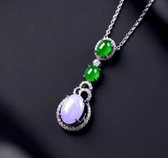 紫羅蘭種翡翠蛋面項鍊18K金鑽石 | 天然緬甸玉A貨翡翠 | 送禮
