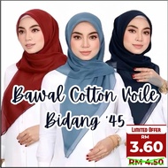 Tudung Bawal Cotton "𝗣𝗥𝗘𝗠𝗜𝗨𝗠" Lembut Paling Senang Bentuk Bidang 45' READY STOCK (MURAH) (Buy 2 GET 