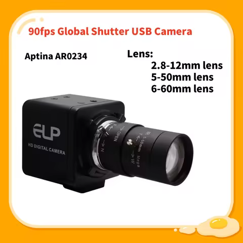 ELP Global Shutter 1200P 90fps High Speed USB Camera AR0234 Sensor Mini UVC Industrial Camera for Da