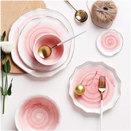 R_Style set Of 7 Cups And Plates Pink