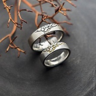 Black and Gold Trees of Life Rings (matte surface)