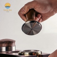 LARGLO Coffee Tamper, 51/53/58MM Flat/threaded Bottom Coffee Leveler, Professional Wood Handle Sprin