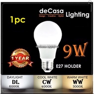 DECASA LIGHTING 1Pc  of E27 9w LED Daylight / Cool White / Warm White Bulb for Pendant Light Ceiling Lamp Outdoor Light Globe Led Light Bulb (MGB BULB)