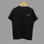 TSHIRT FRED PERRY BLACK SHOULDER ORIGINAL KAOS PRIA WANITA BRANDED