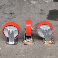 MERAH 5 Inch Trolley Caster Wheels Red PU Wheels Heavy Duty Stroller Trolley Wheels