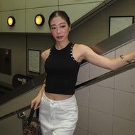 HUSSA - MONEY Studs Tank Top เสื้อกล้ามผ้ายืดร่อง ปักหมุด ทรงสวยมาก (พร้อมส่ง/limited quantity) รายล