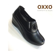 OXXO รองเท้าคัชชู รองเท้าเพื่อสุขภาพหนังนิ่ม รองเท้านักเรียน ส้นเตารีด  พี้นสูง2นิ้ว ใส่สบาย X76074