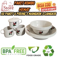 Combo package of 6 plates + 3 bowls + 3 coffee cups