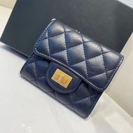 Chanel 2.55三折短夾 深藍色