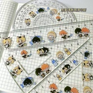 4 in 1 Cute Anime Haikyuu Ruler Stationery Set Hinata Shoyo Oikawa Tooru Kozume Kenma Tetsurou kuroo