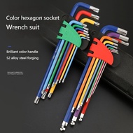9 Pcs Hex Key Set Metric Keys Long Folding Ball Head Hex Diamond (Hex Plus) Torx Key Set Color Coded