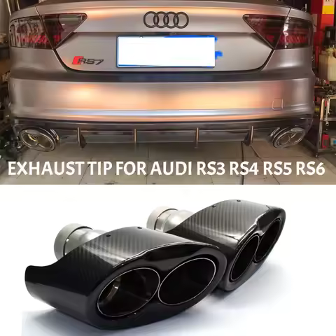 Car Exhaust Tip Carbon Fiber Car Exhaust Pipe For Audi A6 A7 A5 A4 A3 Up RS3 RS4 RS5 RS6 RS7 Look Ta