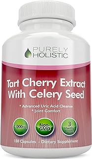 Tart Cherry Extract Capsules 1,000mg - 50% More 180 Capsules, 3 Month Supply - Blend with Tart Cherry and Celery Seed Powder - Powerful Antioxidant for Advanced Uric Acid Cleanse &amp; Joint Support