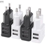 DTA 1pc Dual USB Ports EU US Plug Charger Phone Portable Power Charger Adapter USB Charger Travel Plug Charging Adapter DT