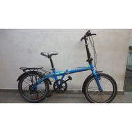 HTG Machine 20inch Folding Bicycle 7sp Blue with 100% Assembled