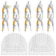 20 Sets Student Protractor and  Set - Student Geometry Math Set - with Pencil , 180 Degree Math Prot