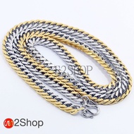 s2shop สร้อยคอสแตนเลสแท้ สร้อยคอพระ ลายโซ่แบนขัดเหลี่ยม ห้อยพระได้ 1 องค์ ความกว้าง 8 มม.ความยาว 16 