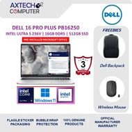 Dell 16 PRO Plus PB16250-U5236V-16G-512GB 16" FHD+ Laptop Silver ( CU5-236V, 16GB, 512GB SSD, Intel,