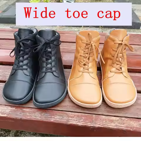TONGLEPAO Barfuß Leder Stiefel Mit Stoff Linning Innen Für Frauen Und Kinder Null Drop Breiter Zehen