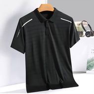 Men's Polo Summer Ice Silk Casual Half Sleeve T-shirt Korean Version Thin Breathable Quick Drying Polo Shirt Men's Clothing