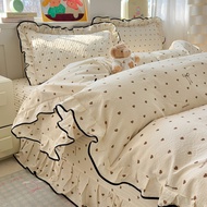 Taiwan Ready Stock Class A Cloudy Lace Style Double Yarn Four-Piece Set Bedding BTU4