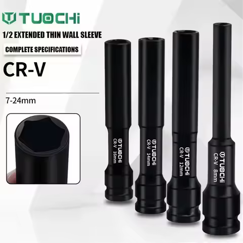 Extra Long 128mm 1/2 Drive Impact Deep Shallow Socket Thin Outer Layer Hex Socket for Car Machine Re