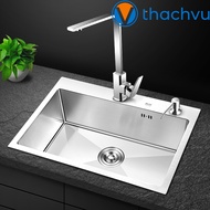 304 stainless steel 1-hole sink, 60x45 large 1-drawer sink with 3.0mm drain