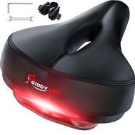 Giddy Up! Bike Seat - Comfortable PREMIUM Bike Saddle for Exercise and Road Bicycle with LED - Wide 