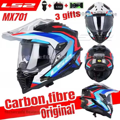2025 NEW Original LS2 MX701 carbon fibre Explorer Enduro Adventure Motorcycle Helmet Anti-fog Double