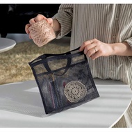 Hollow Handbag Zipper Storage Bag Draining Fiber Mesh Travel Cosmetic Makeup Bag Wash Bag Multifunct