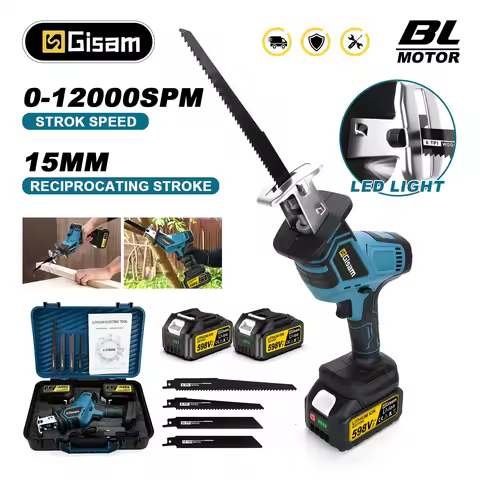 Gisam 12000Spm Brushless Reciprocating Saw 3600W Cordless Electric Chainsaw Wood Metal Cutting Tools