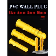 WALL PLUG PLASTIC 6MM PVC SCREW WALLPLUG / PLASTIK DINDING SRKU PAKU SARUNG SKRU PAKU