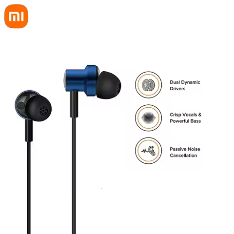 100% Original Xiaomi In-Ear Wired Earphone 3.5mm Dual Drivers Earphones Bass Earbuds Sport Headphone