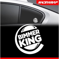 Car Stickers " BIMMER KING" For Use With Wires BMW