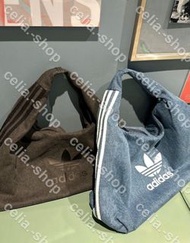 新款 2色選 adidas 三葉草 3-striped 牛仔布肩咩袋 付可拆卸零錢包 tote bag