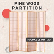 Dekorea Pine Wood Space Room Divider Foldable Portable Partition Privacy Protection