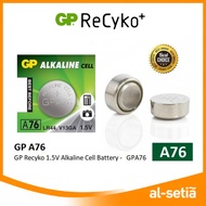 GP RECYKO ALKALINE A76 / LR44 1.5V BUTTON CELL BATTERIES BATTERY - GPA76