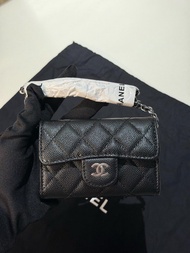 CHANEL WOC Wallet 銀扣菱格 小羊皮 零錢包 卡包 斜孭袋 黑色