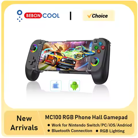 BEBONCOOL Mobile Game Controller for iPhone and Android with RGB Light Gamepad Support Play PS Remot