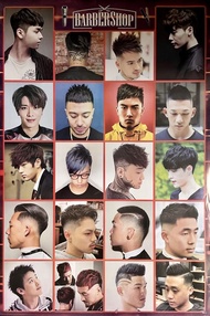 โปสเตอร์ ติดผนัง รูปภาพ ทรงผมชาย ร้านตัดผม วินเทจ hairstyle