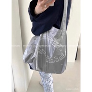 Silver Women's Shoulder Bag, Large Girls' Bag, Soft Tote Bag, korean style - Aesthetic Tote Bag
