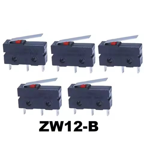 5PCS Micro Switch ZW12-B 10mm x 20mm Reset Switch 3 Pin 5A 250VAC ZW12 Series Tact Switch Non Lockin